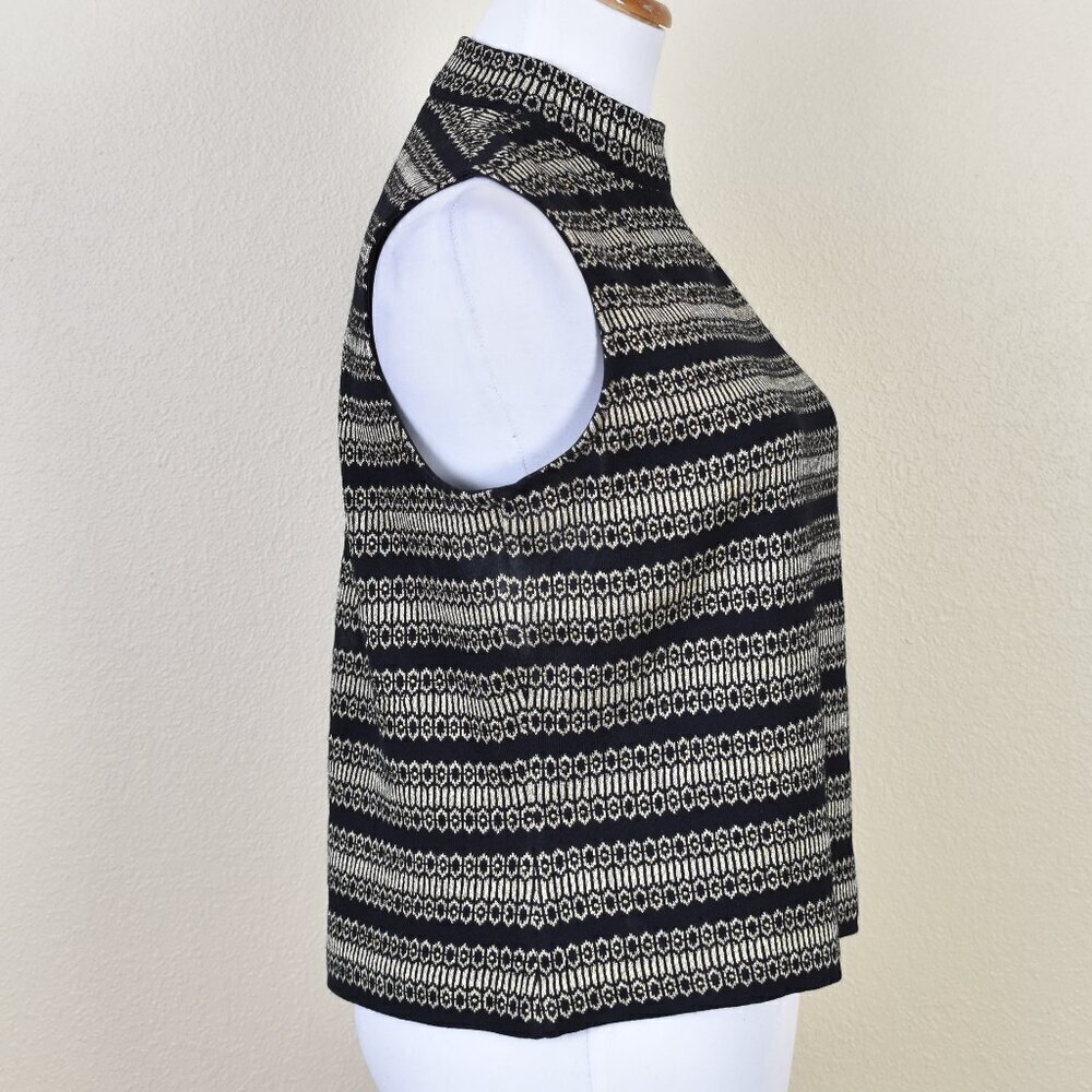 St. John Knit Sleeveless Mockneck Stripe Top - S - Picture 6 of 10